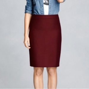 J. Crew | Wool Blend “The Pencil Skirt” in Burgundy Red